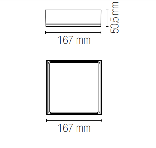 Plafoniera LED QUADRATA con struttura in alluminio pressofuso e diffusore in acrilico bianco 22W-3000lm collezione KLIO luce calda-naturale finitura bianco