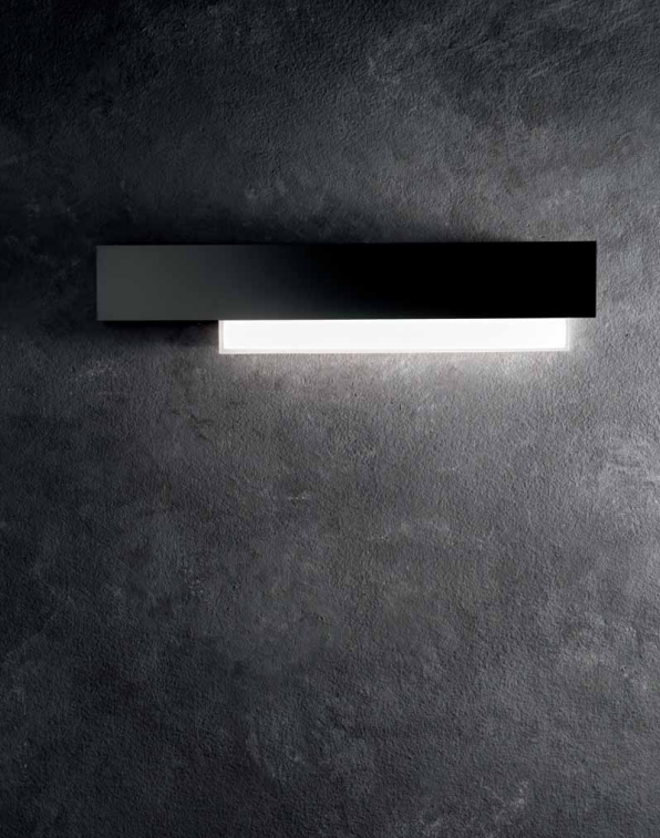 GEALUCE Applique in alluminio bianco-nero-acciaio-tortora. Diffusore in metacrilato bisatinato bianco. LED DOHA A/G