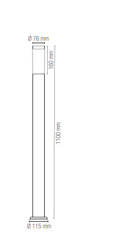 Palo per esterno IP44 in acciaio inox finitura bianco , antracite , nikel o corten con diffusore in policarbonato bianco lampda 1XE27 non inclusa TOKYO