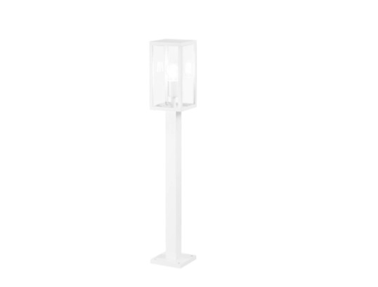 Palo lanterna per esterno IP44 in metallo bianco o antracite diffusore in vetro lampada 1XE27 non inclusa due misure MIRAGE