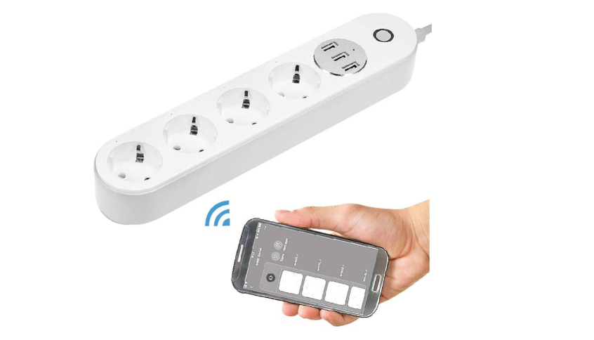 Multipresa WIFI con 4 shuko + 3 USB 1000-2400W 10A input 100-240V