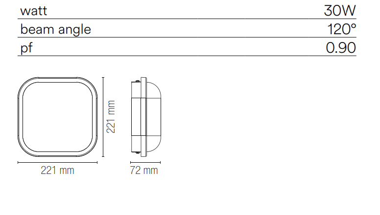 Plafoniera per esterno IP65 quadrata base e diffusore in policarbonato bianco o antracite led integrato luce naturale 4000°k varie misure EVER