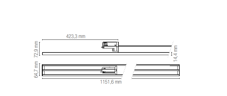 Lampada lineare in alluminio su binario Track con adattatore trifase MAXWELL finitura bianca-nera 25-48W