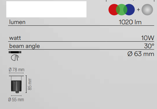 Segnapasso incasso a pavimento o parete con cavo easy connection rotondo RGB+4000°k 10W 1020LM RUNNER