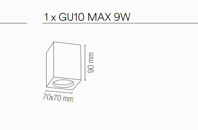 Plafoniera in gesso verniciabile lampada GU10 non inclusa rotondo-quadrato collezione SPACE