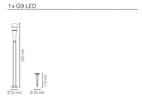 Palo per esterno IP65 in alluminio antracite diffusore policarbonato con picchetto lampada 1XG9 non inclusa varie misure DROP