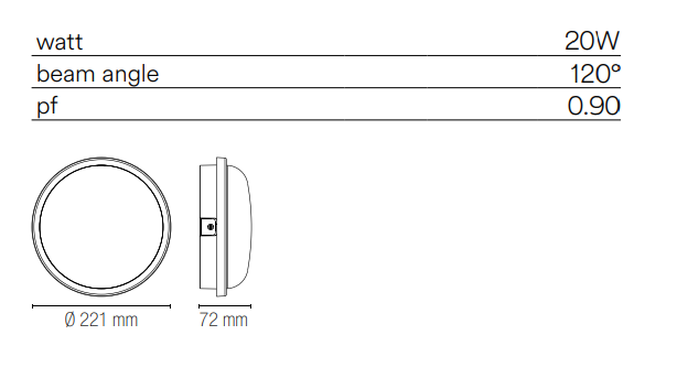 Plafoniera per esterno IP65 rotonda base e diffusore policarbonato bianco , antracite led integrato 4000°k EVER