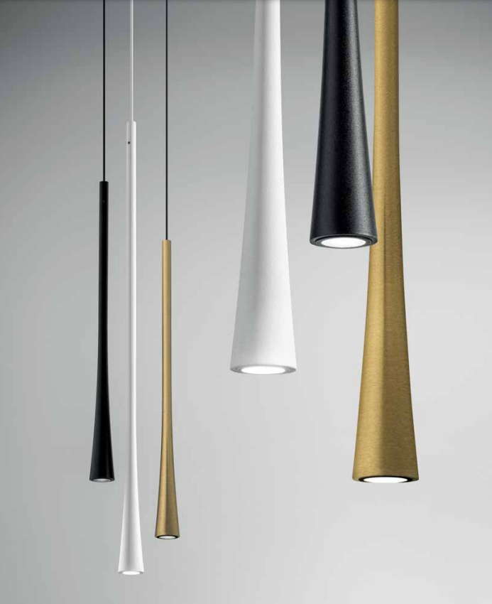 GEALUCE Sospensione singola 40/60CM con montatura in alluminio bianco-nero-oro satinato LED DAFNE