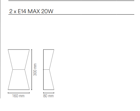 Applique a parete in gesso verniciabile a forma di clessidra biemissione 2XE14 non incluse collezione CLEPSYDRA