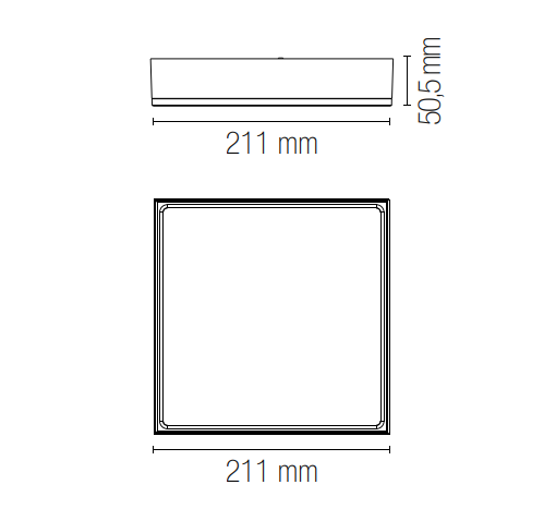 Plafoniera LED QUADRATA con struttura in alluminio pressofuso e diffusore in acrilico bianco 36W-4600lm collezione KLIO luce calda-naturale finitura bianco