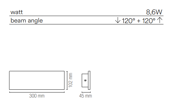 Applique per esterno in cemento grigio IP65 led integrato luce naturale 4000°k varie dimensioni PARKER