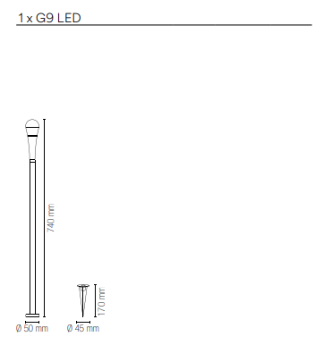 Palo per esterno IP65 in alluminio antracite diffusore policarbonato con picchetto lampada 1XG9 non inclusa varie misure DROP