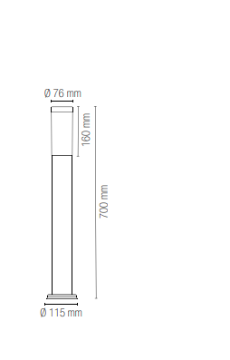 Palo per esterno IP44 in acciaio inox finitura bianco , antracite , nikel o corten con diffusore in policarbonato bianco lampda 1XE27 non inclusa TOKYO