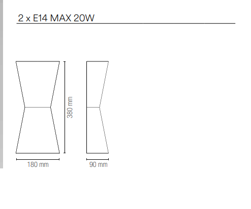 Applique a parete in gesso verniciabile a forma di clessidra biemissione 2XE14 non incluse collezione CLEPSYDRA