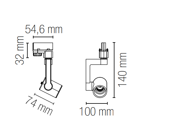 Proiettore su binario Track LED-EXPRESS finitura bianca-nera 1XE27