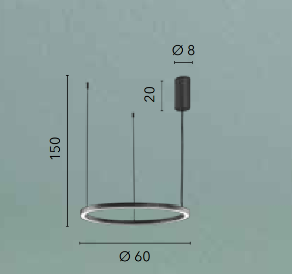 Sospensione in alluminio bianco-nero-oro con diffusore in acrilico cavi in acciaio LED CCT 30W HOOP-S60