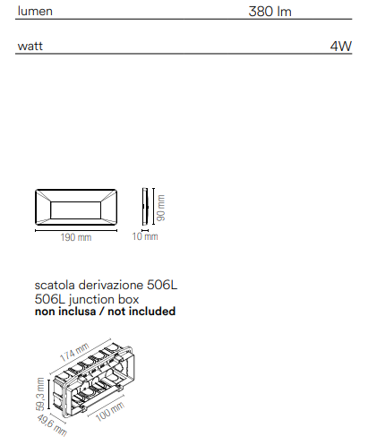 Segnapasso IP65 incasso in scatola di derivazione 506 non inclusa led integrato luce naturale 4000°k 4W 380LM finitura bianco,antracite o corten BREEN