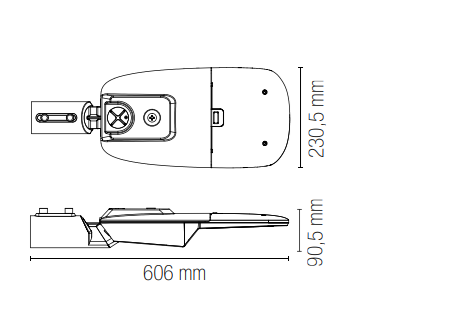 Faro stradale per esterno IP65 in alluminio con lenti in materiale autoestinguente , antiurto e anti-UV led 100W 15500LM 4000°k con CREPUSCOLARE STREETWAY