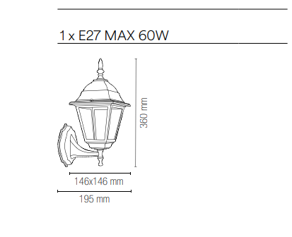 Lanterna rivolta in alto per esterno IP44 in allumino antracite o bianco diffusore in vetro lampada 1XE27 non inclusa ROMA