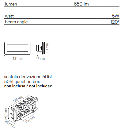 Segnapassi IP65 incasso in cassetta di derivazione 506 non inclusa con doppia placca bianco e nikel led CCT 5W 650LM BOLT