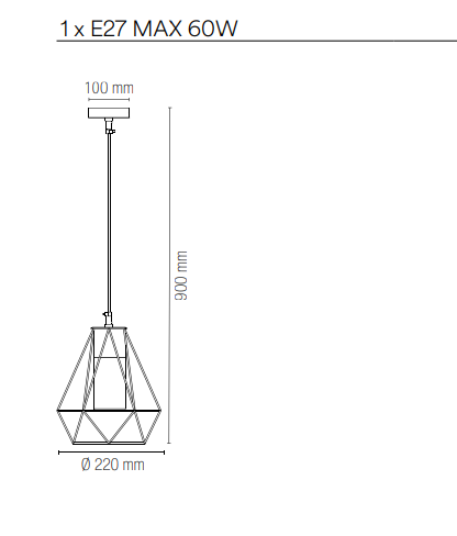 Sospensione lanterna per esterno IP44 in metallo antracite con diffusore in vetro lampada 1XE27 non inclusa MANDALA