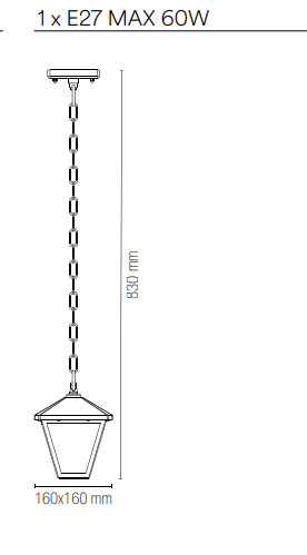 Sospensione per esterno IP44 in alluminio antracite diffusore vetro lampada 1XE27 non inclusa PRISMA