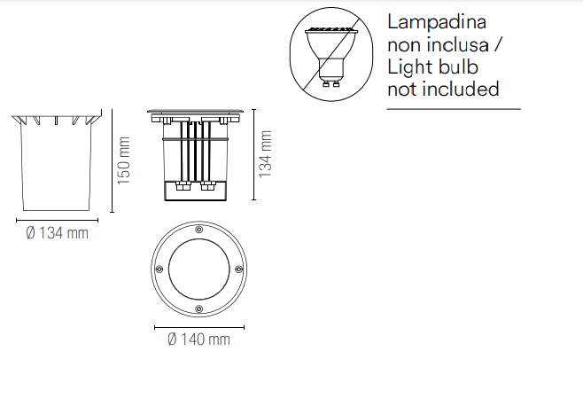 Faro calpestabile ad incasso in acciaio inox IP67 lampada 1XGU10 non incluso DRIVE