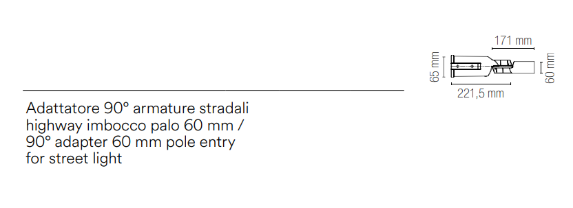 Adattatore in alluminio per imbocco a palo da 60mm per fari stradali HIGHWAY