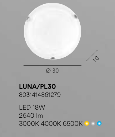 Plafoniera LED in vetro alabastro bianco con finiture cromo CCT D.30cm 18W 2640LM LUNA