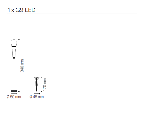 Palo per esterno IP65 in alluminio antracite diffusore policarbonato con picchetto lampada 1XG9 non inclusa varie misure DROP