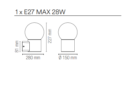 Applique per esterno IP54 in alluminio pressofuso antracite diffusore in PC lampada 1XE27 non inclusa SKITTLE