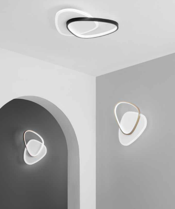 Plafoniera LED ovali asimmetrici in alluminio silver-nero-oro 42W CCT 4500LM AYRTON-R45