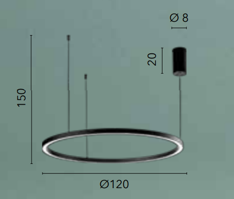 Sospensione in alluminio bianco-nero-oro con diffusore in acrilico cavi in acciaio LED CCT HOOP-S120