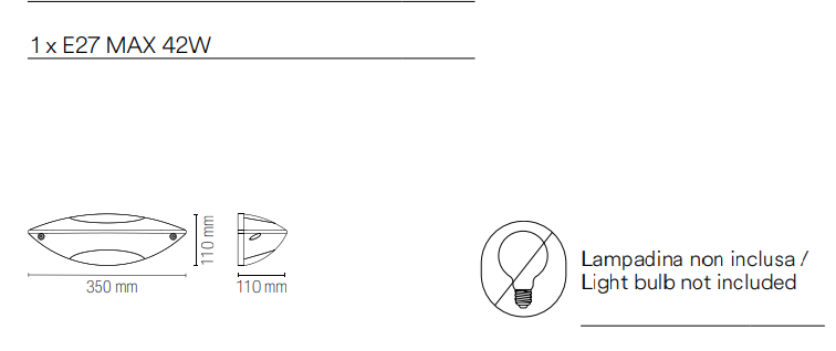 Applique per esterno in alluminio antracite e diffusore opale in policarbonato IP54 biemissione 1XE27 non inclusa SEATTLE