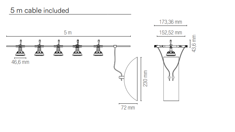 Sistema cavi tesi con finitura cromo 5 metri (5XMR16 non incluse) LED-METRO-5