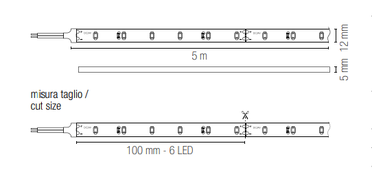 Strip led IP67 5 metri 24V 14.4W/m disponibile in tre tonalità 3000-4000-6000°k