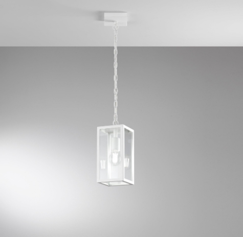 Sospensione per esterno IP44 in metallo bianco o antracite diffusore in vetro lampada 1XE27 non inclusa MIRAGE