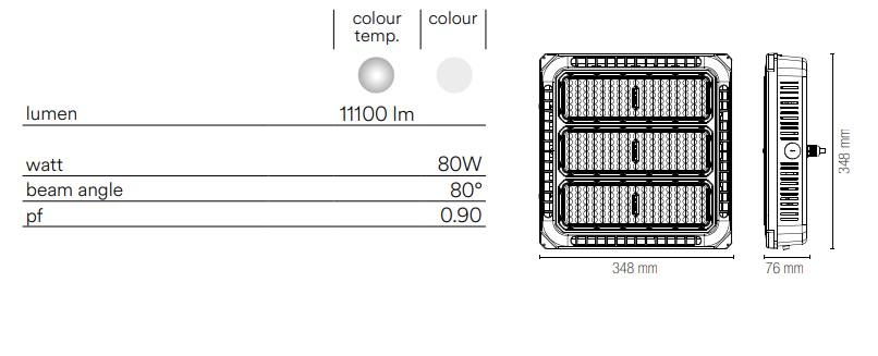 Faro led plafoniera per esterno IP65 in alluminio diffusore con lenti in materiale autoestinguente , antiurto e anti-UV 80W 11100LM 4000°k ENERGY