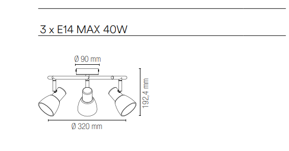 Spot in metallo con punti luce orientabili finitura in nikel spazzolato e diffusori in vetro bianco lampade E14 non incluse