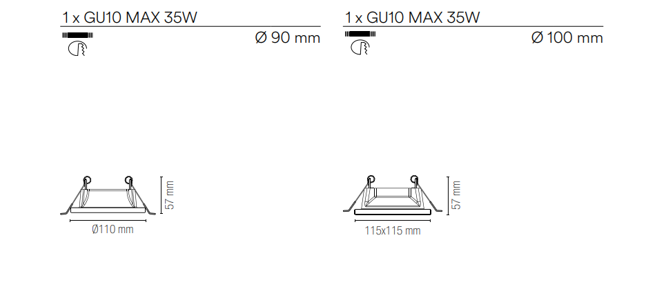 Incasso in gesso verniciabile portalampada incluso GU10 collezione SHADOW