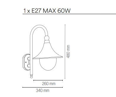 Applique per esterno IP44 in alluminio nero diffusore in acrilico lampada 1XE27 non inclusa PAVIA