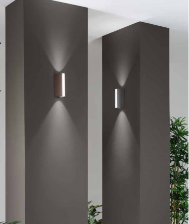 Applique per esterno IP54 in alluminio antracite o corten biemissione + emissione frontale led integrato con regolazione luce 3000-4000°k 14W 1490 lumen RAY