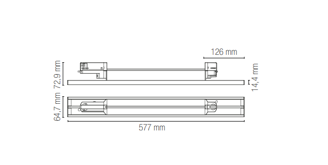 Lampada lineare in alluminio su binario Track con adattatore trifase MAXWELL finitura bianca-nera 25-48W