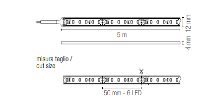 Strip led 5 metri 24V 18W/m IP68 luce fredda 6000°k 11290lm