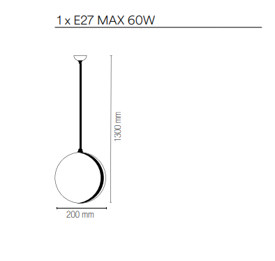 Sospensione per esterno IP44 con base in alluminio nero e diffusore in PMMA lampada 1XE27 non inclusa ORBIT