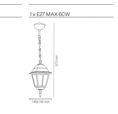 Sospensione lanterna per esterno IP44 in alluminio antracite o bianco diffusore vetro lampada 1XE27 non inclusa ROMA