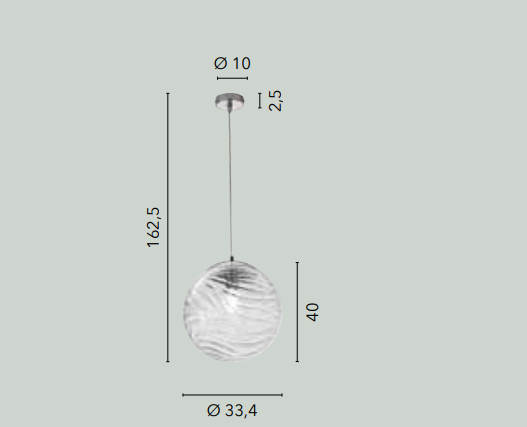 Sospensione sfera vetro ad onde 1XE27 non incl. trasparente d.33.4cm NEREIDE-G-S1-TR