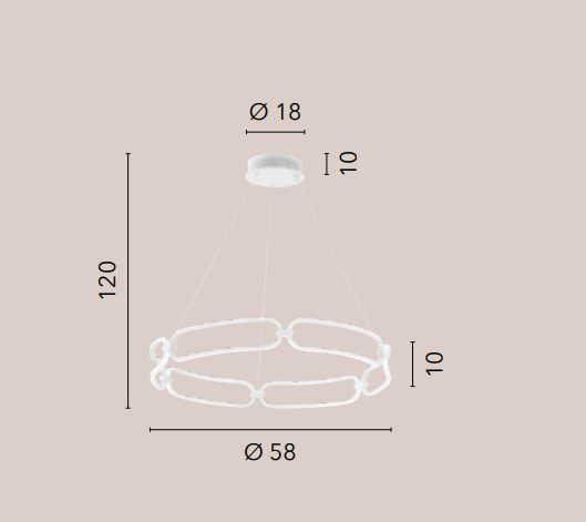 Sospensione LED in alluminio bianco e diffusori in silicone 49W 4400LM 4000°k INFINITY-S60