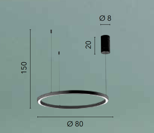 Sospensione in alluminio bianco-nero-oro con diffusore in acrilico cavi in acciaio LED CCT 40W HOOP-S80