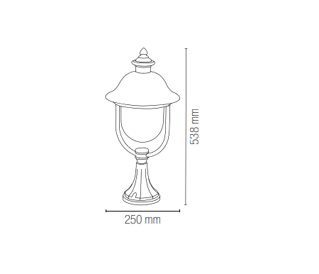 Palo per esterno IP44 in alluminio rame diffusore policarbonato lampada 1XE27 non inclusa VENEZIA